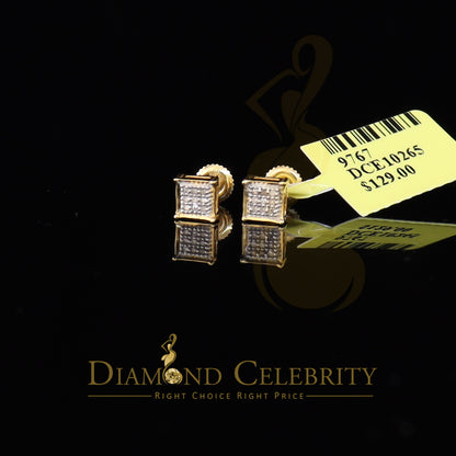DiamondCelebritees 925 Sterling Silver 0.05ct Genuine Diamond Women's & Men's Yellow Square Earring