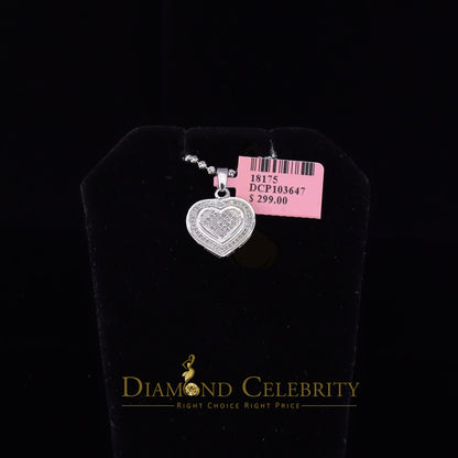 DiamondCelebritees  HEART Charm Real 0.25ct Diamond 925 Sterling Silver Necklace Pendant in White