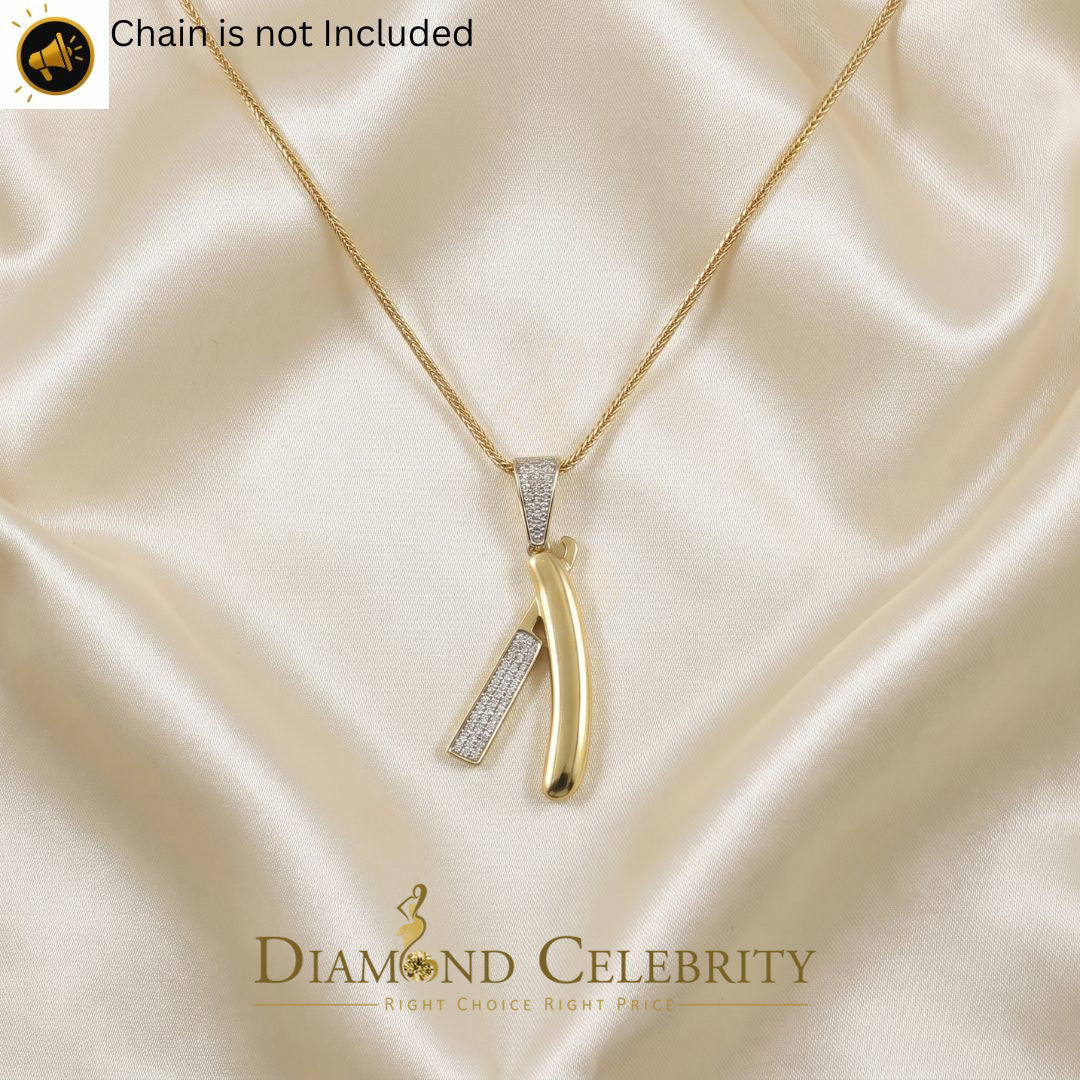 DiamondCelebritees  Real 0.33ct Diamond Sterling Silver Fashion EDGE RAZOR Charm Yellow Pendant