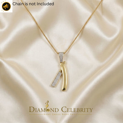 DiamondCelebritees  Real 0.33ct Diamond Sterling Silver Fashion EDGE RAZOR Charm Yellow Pendant