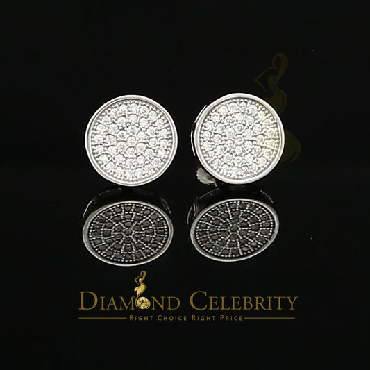 DiamondCelebritees  0.78ct Cubic Zirconia 925 White Silver Women's & Men's Hip Hop Round Earrings