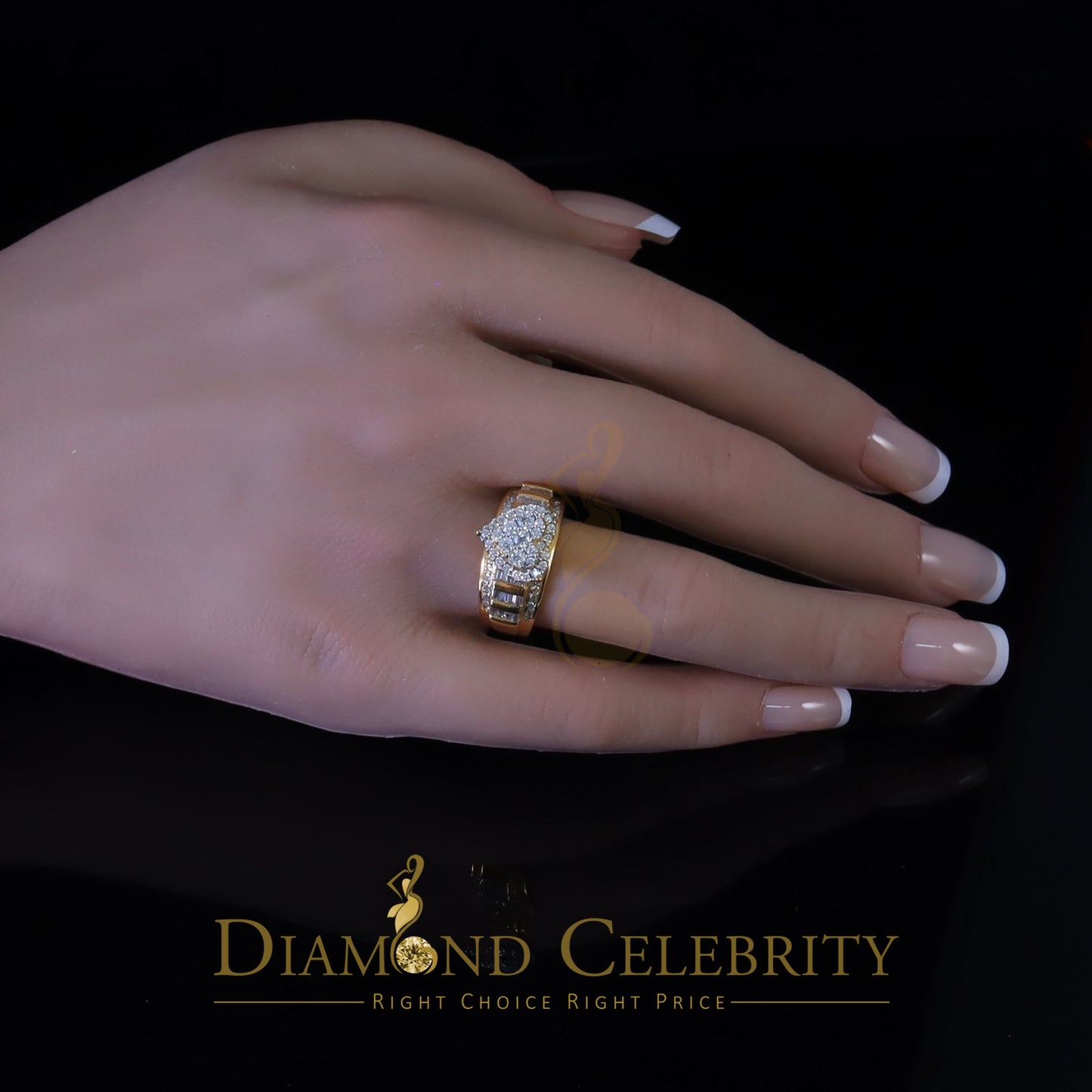 DiamondCelebritees New Women Heart Cindarella Ring 925 Yellow Silver1.20ct VVS D Clr.Moissanite SZ7