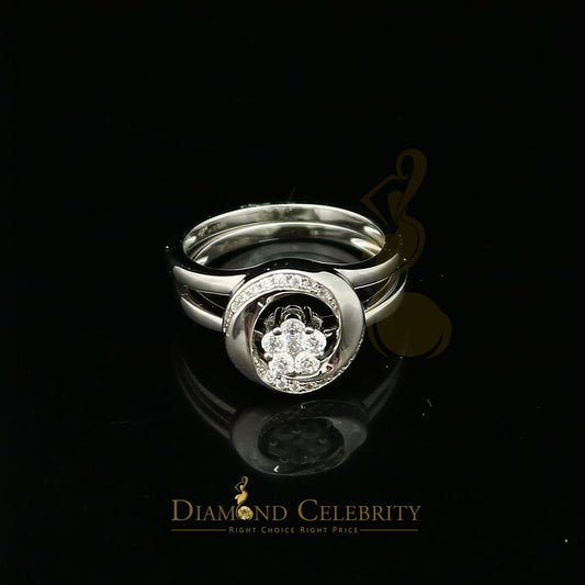 DiamondCelebritees 925 Sterling White Silver 0.45ct Cubic Zirconia Floral Bridal Womens Ring Size 6