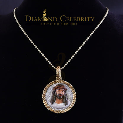 Diamondcelebritees 925 Sterling Silver 2.00ct W/Crushed Moissanite Yellow Jesus Charm Pendant