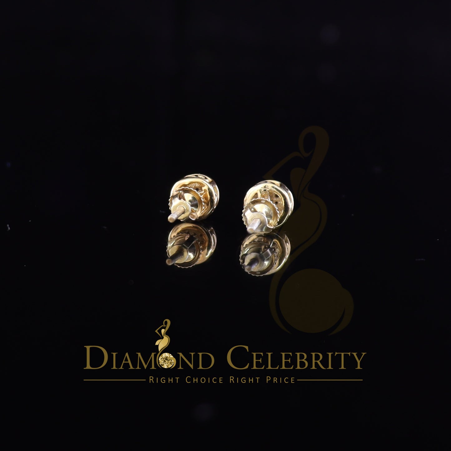 DiamondCelebritees 0.05 ct Diamond 925 Sterling Silver Yellow For Women's/Men's Round Stud Earring