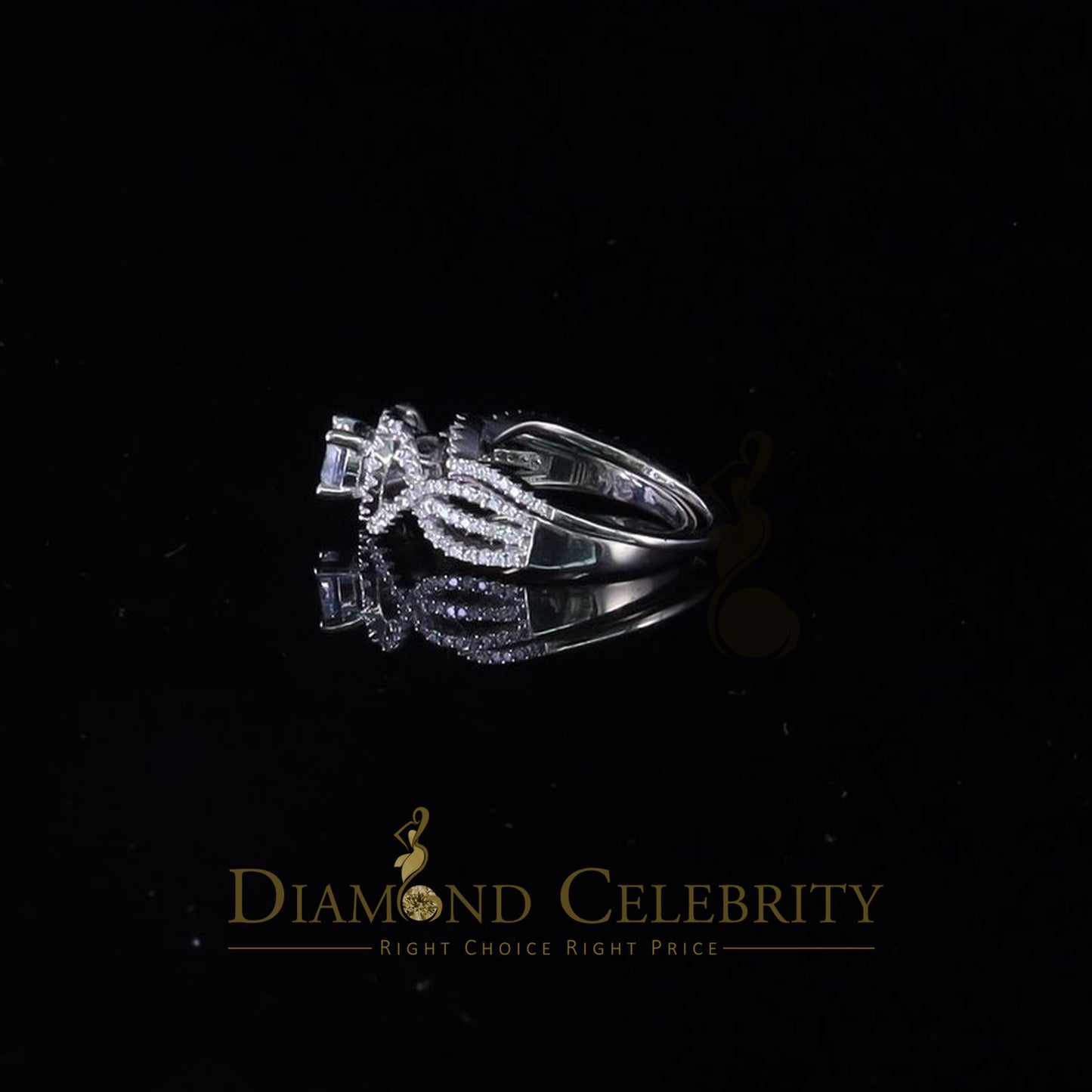 DiamondCelebritees 1.20ct Cubic Zirconia White 925 Silver Men's/ Women 2PC Bridal Rings Size 7