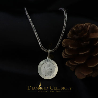 DiamondCelebritees 925 Sterling Silver Men's/Women's Saint Jude Thaddeus Pendant White Religious