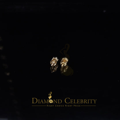 DiamondCelebritees Real 10K Yellow Gold Flower Stud 4.55mm Ladies Earring with Real 0.25CT Diamonds