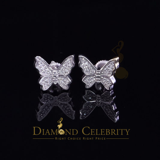 DiamondCelebritees  Women's 0.34ct Cubic Zirconia Butterfly Stud Earrings White 925 Sterling Silver