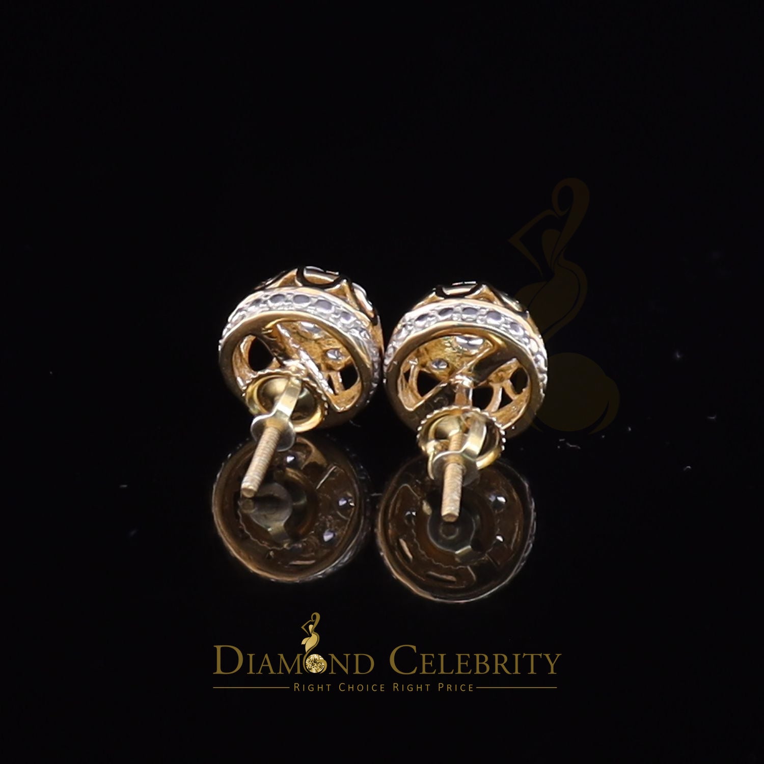DiamondCelebritees  1.14ct Cubic Zirconia 925 Yellow Silver Women's & Men's Hip Hop Flower Earrings