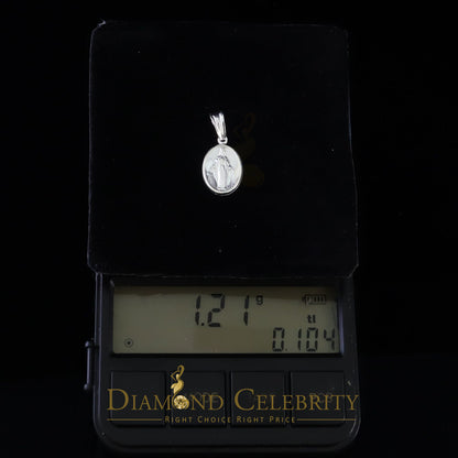 DiamondCelebritees 925 Sterling Silver Double Side Oval Jesus Men's/Women's Pendant White Religious