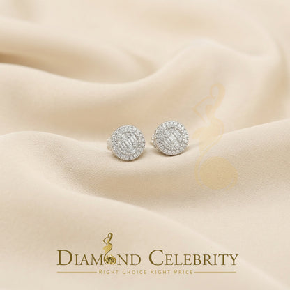 DiamondCelebritees 925 White Silver 0.20ct Real Diamond Women's/Men's Round Fashion Earrings