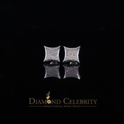 DiamondCelebritees 0.20ct Diamond 925 Sterling Silver White Square Earrings For Men's / Women's