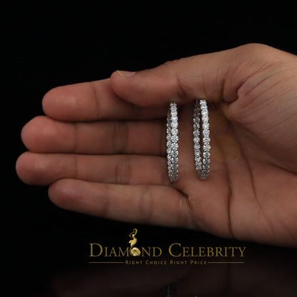 Diamondcelebritees 6.00ct Moissanite White 925 Sterling Silver Women's Hoop Earrings