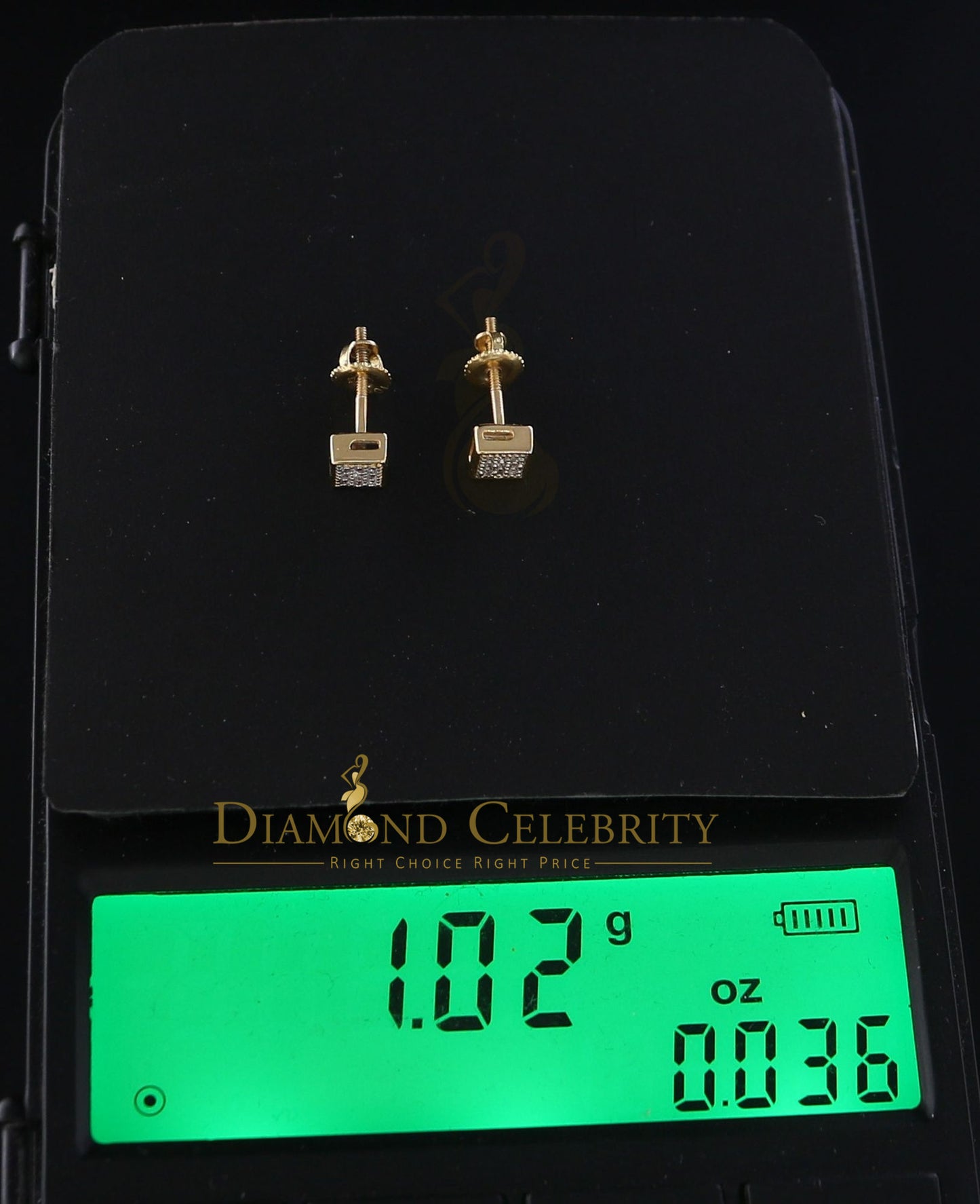 DiamondCelebritees 0.05CT Real Diamond 10K Real Yellow Gold with Men's/Women's Stud Micro Earring