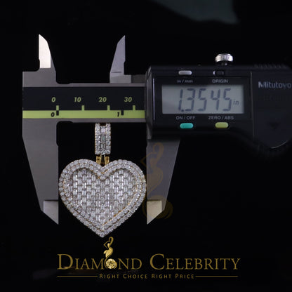 Diamondcelebritees Baguette Heart Pendant for Women's 7.50ct VVS D Clr Moissanite 925Yellow Silver