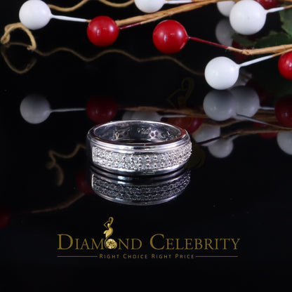 DiamondCelebritees 0.10ct Round Cut 925 Sterling Silver White Diamond Men's Wedding Band Ring SZ 11
