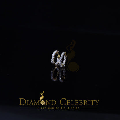 DiamondCelebritees 2.50ct Moissanite Yellow 925 Sterling Silver Women's In and Out Hoop Earrings