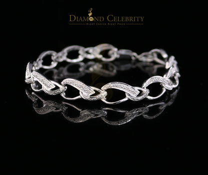 Diamondcelebritees 925 Sterling Silver White 0.20CT Real Diamonds Fancy Style Bracelet Size 7''