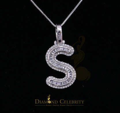 DiamondCelebritees White Bugutte Initial All Alphabet Sterling Silver Pendant with Cubic Zirconia
