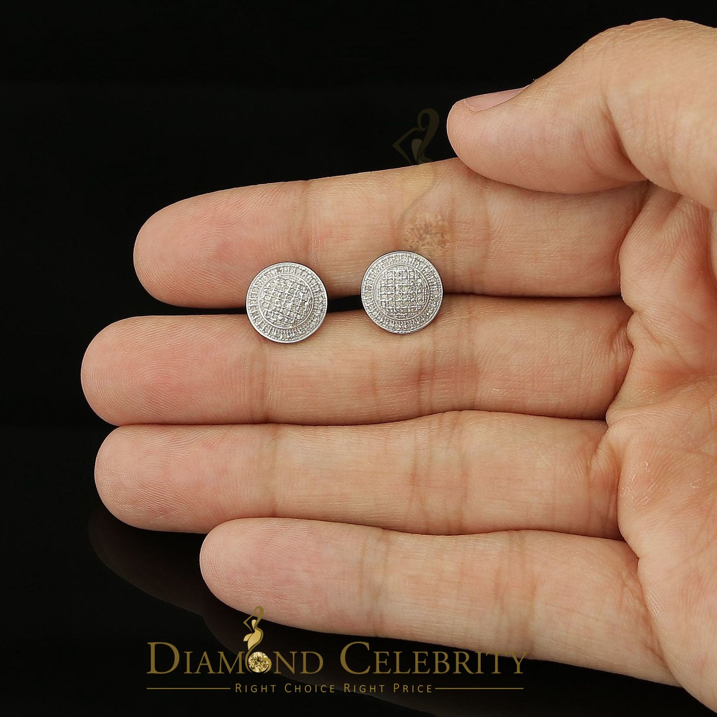 DiamondCelebritees Aretes Para Hombre Square 925 White Silver 0.33ct Diamond Women & Men Earrings