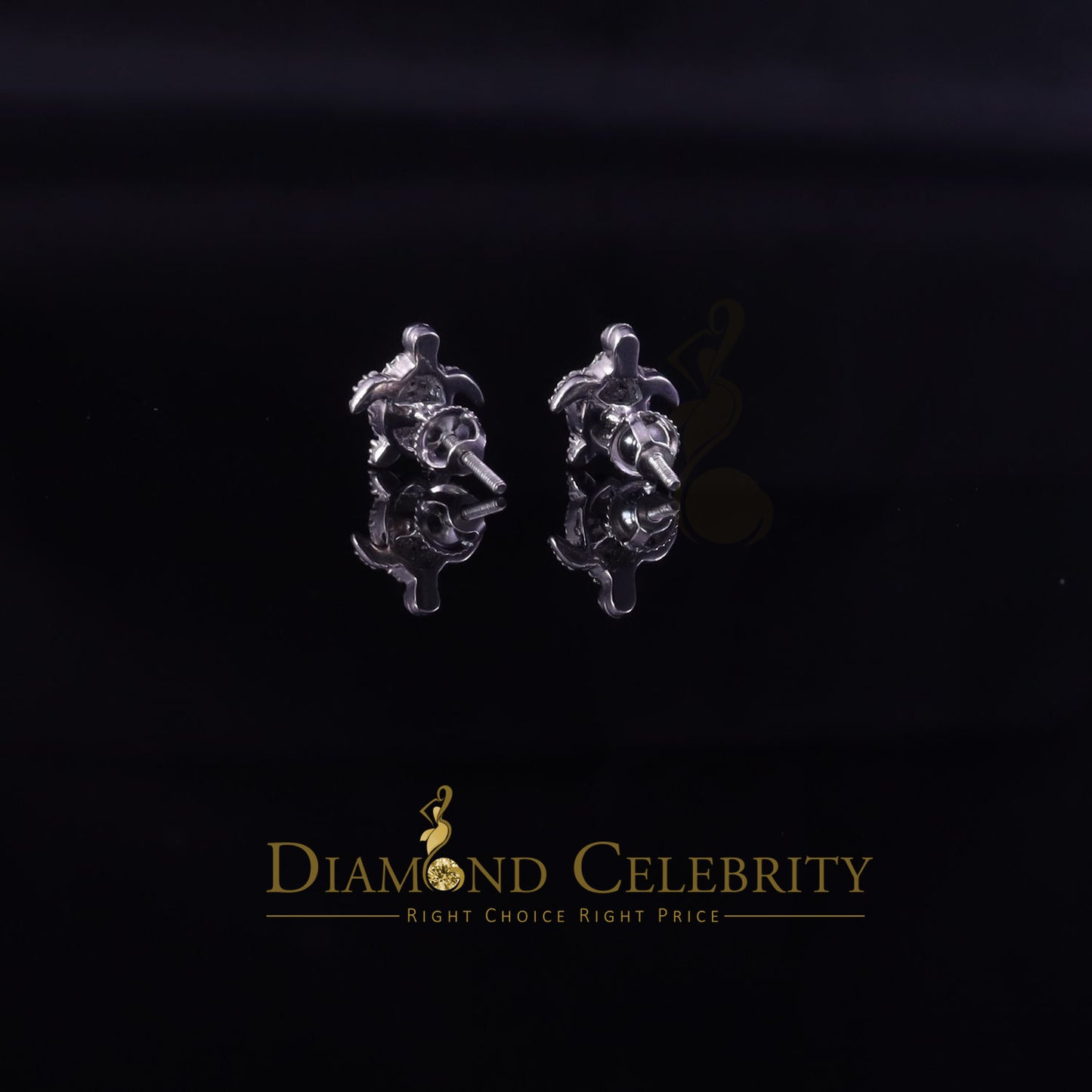 DiamondCelebritees  925 Sterling White Silver 0.50ct Cubic Zirconia Turtle Earrings Women & Men's