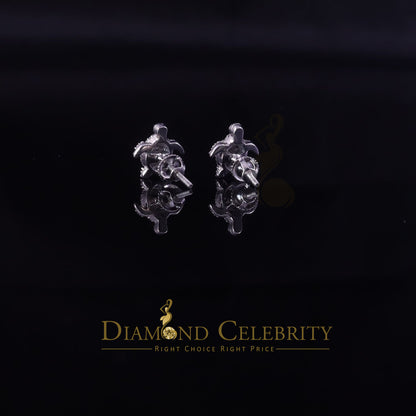 DiamondCelebritees  925 Sterling White Silver 0.50ct Cubic Zirconia Turtle Earrings Women & Men's