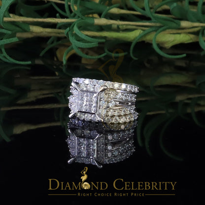 DiamondCelebritees 6.72ct Cubic Zirconia White 925 Sterling Silver Women 3PC Wedding Rings SZ 8