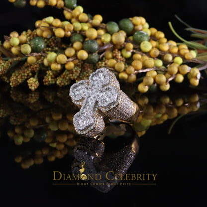 DiamondCelebritees New 925 Sterling Silver 6.00ct VVS D Moissanite Rings Size 10 Yellow Cross Men's