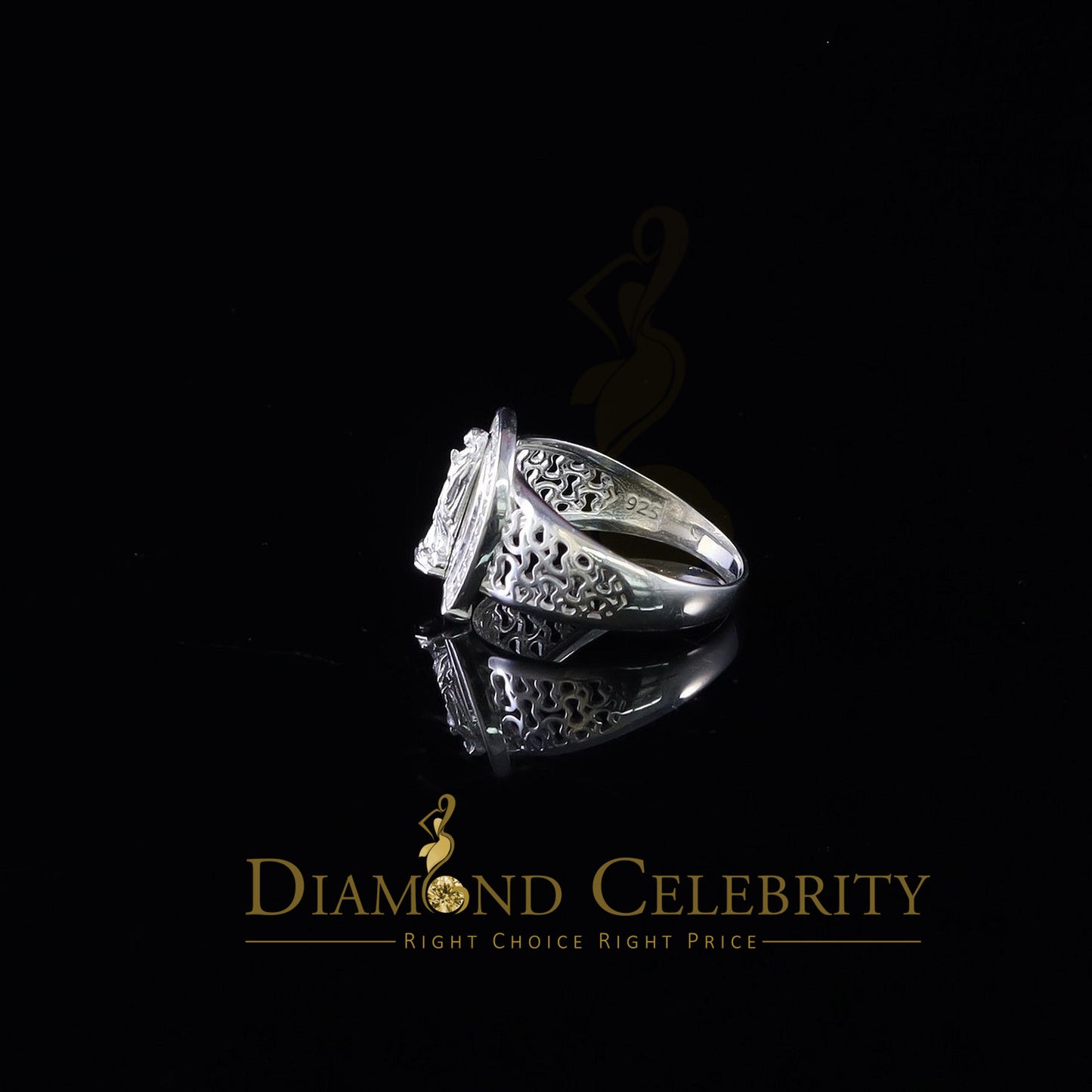 DiamondCelebritees White Virgin Merry CZ 925 Sterling Silver Horse Shoe Shape Women's Religious Ring SZ 8.5