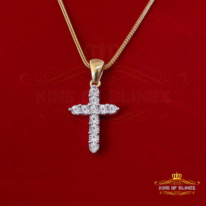 DiamondCelebritees  Real 0.33ct Diamond 925 Sterling Silver CROSS Charm Necklace Yellow Pendant