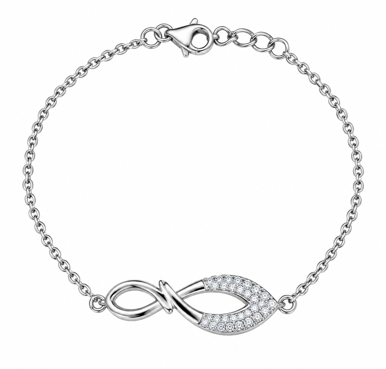 Diamondcelebritees White Sterling Silver Fashion Design Ladies Bracelet Cubic Zirconia Size 7 Inch
