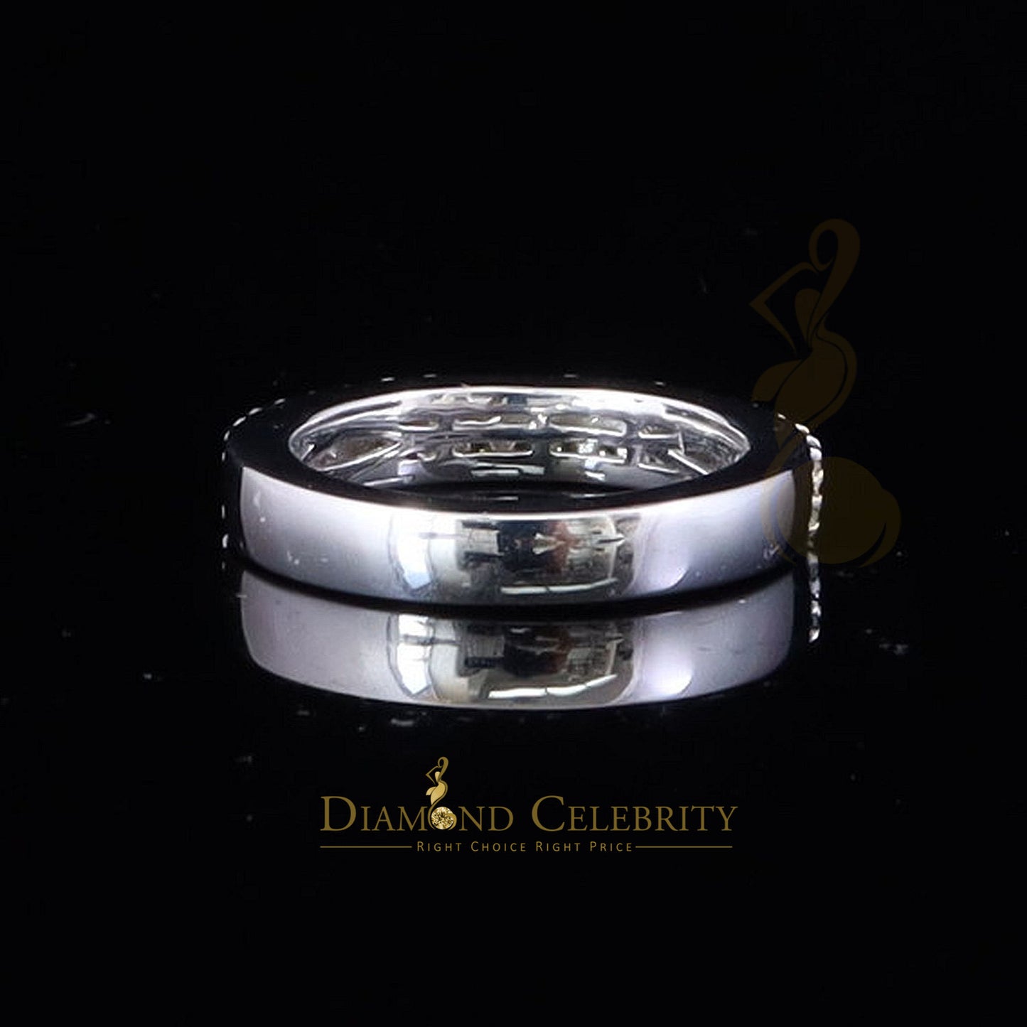DiamondCelebritees Men's 1.50ct VVS D Silver White Moissanite 2 Row Wedding Band 925 Ring Size 10