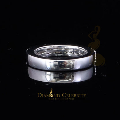 DiamondCelebritees Men's 1.50ct VVS D Silver White Moissanite 2 Row Wedding Band 925 Ring Size 10
