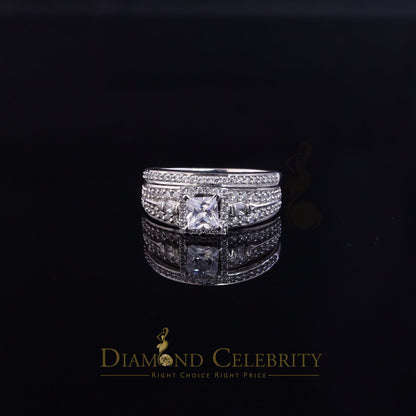 DiamondCelebritees White Sterling Silver Square Cubic Zirconia 1.11ct Womens Fashion Ring Size 7