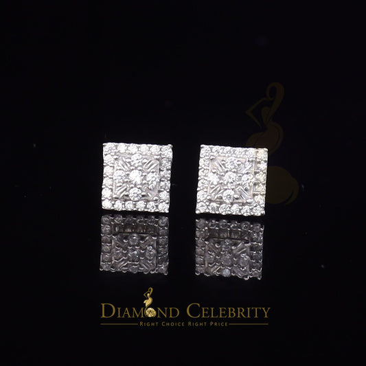 DiamondCelebritees  925 White Sterling Silver 0.74ct Cubic Zirconia Square Women's Stud Earrings