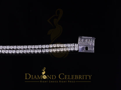 Diamondcelebritees  Tennis Bracelete 4mm Thick 8" Long 15ct Moissanite White 925 Silver Round 2Row