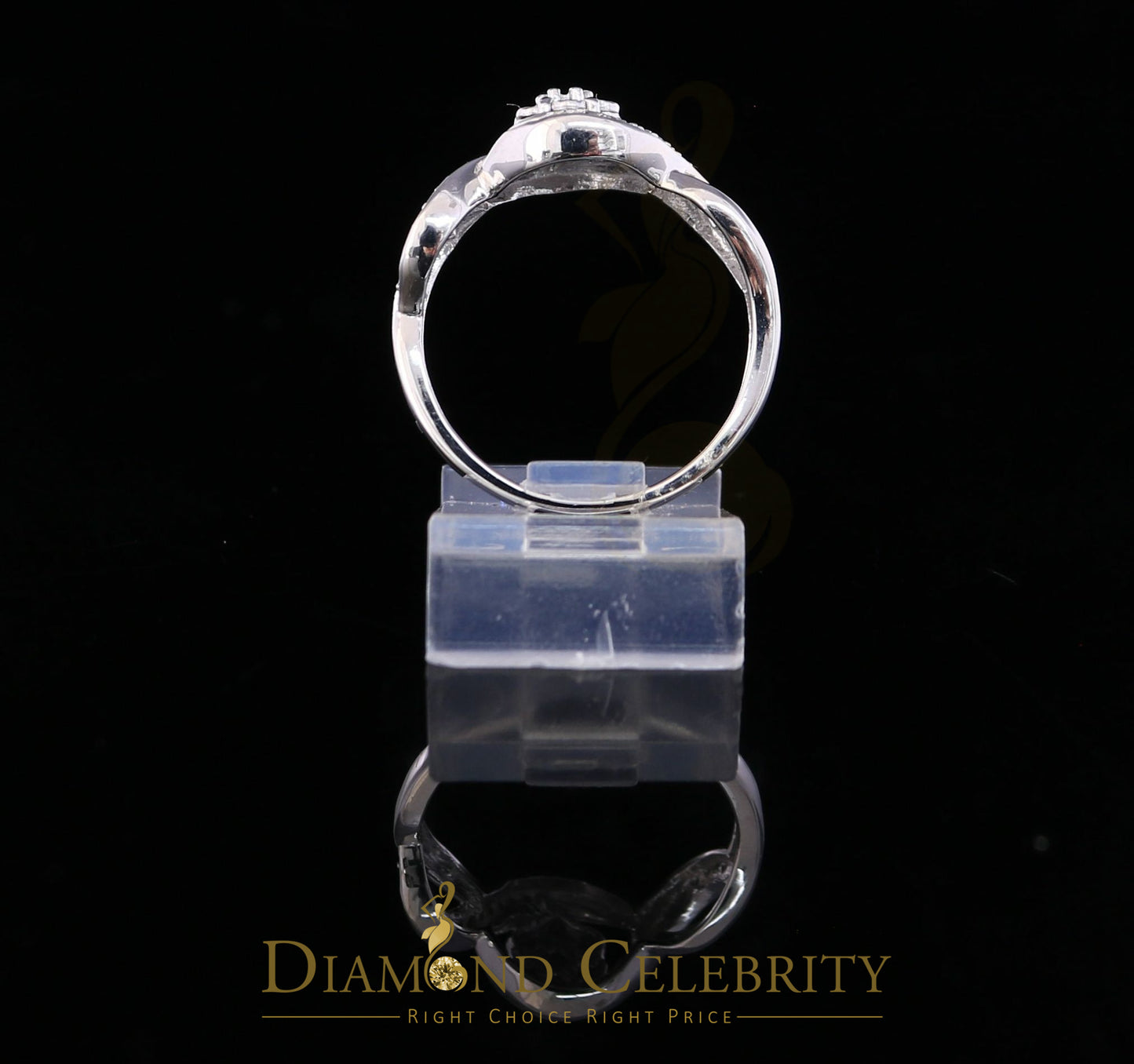 DiamondCelebritees 0.15 CT Real Diamond 925 Sterling Silver White Geometrical Womens Ring Size 7