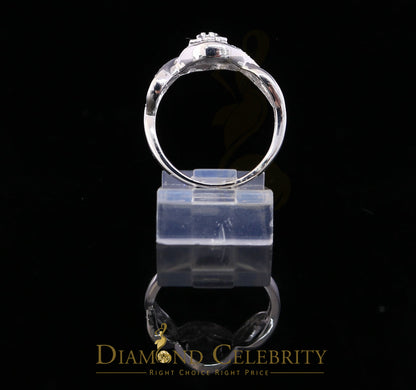 DiamondCelebritees 0.15 CT Real Diamond 925 Sterling Silver White Geometrical Womens Ring Size 7