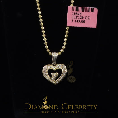 DiamondCelebritees Promising Yellow Sterling Silver Heart Pendant with 2.38 Grams w/ Cubic Zirconia