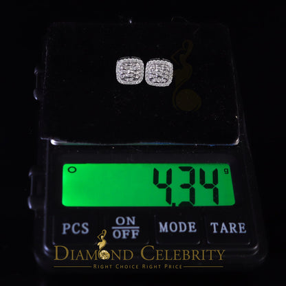 Diamondcelebritees 1.50ct Moissanite White 925 Silver Womens Round Edge Square Shape Nugget Earring