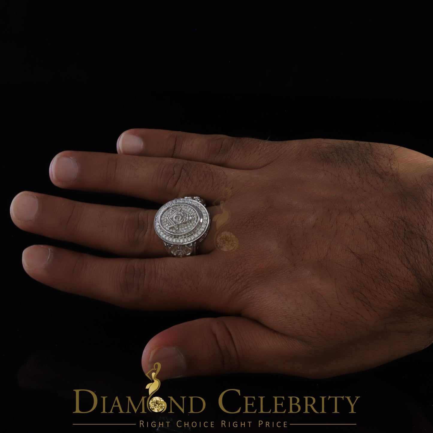 DiamondCelebritees 925 Silver White 1.75ct Cubic Zirconia Oval Wide Band Cocktail Men's Ring SZ 10