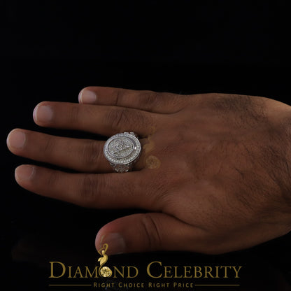 DiamondCelebritees 925 Silver White 1.75ct Cubic Zirconia Oval Wide Band Cocktail Men's Ring SZ 10