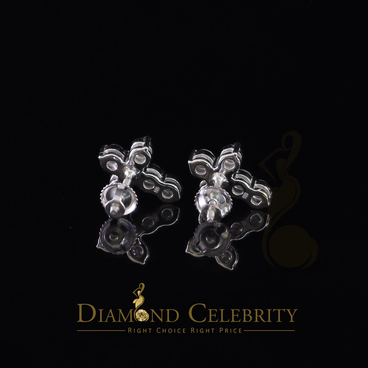 Diamondcelebritees 1.00ct Moissanite White 925 Sterling Silver Women's Cross Earrings