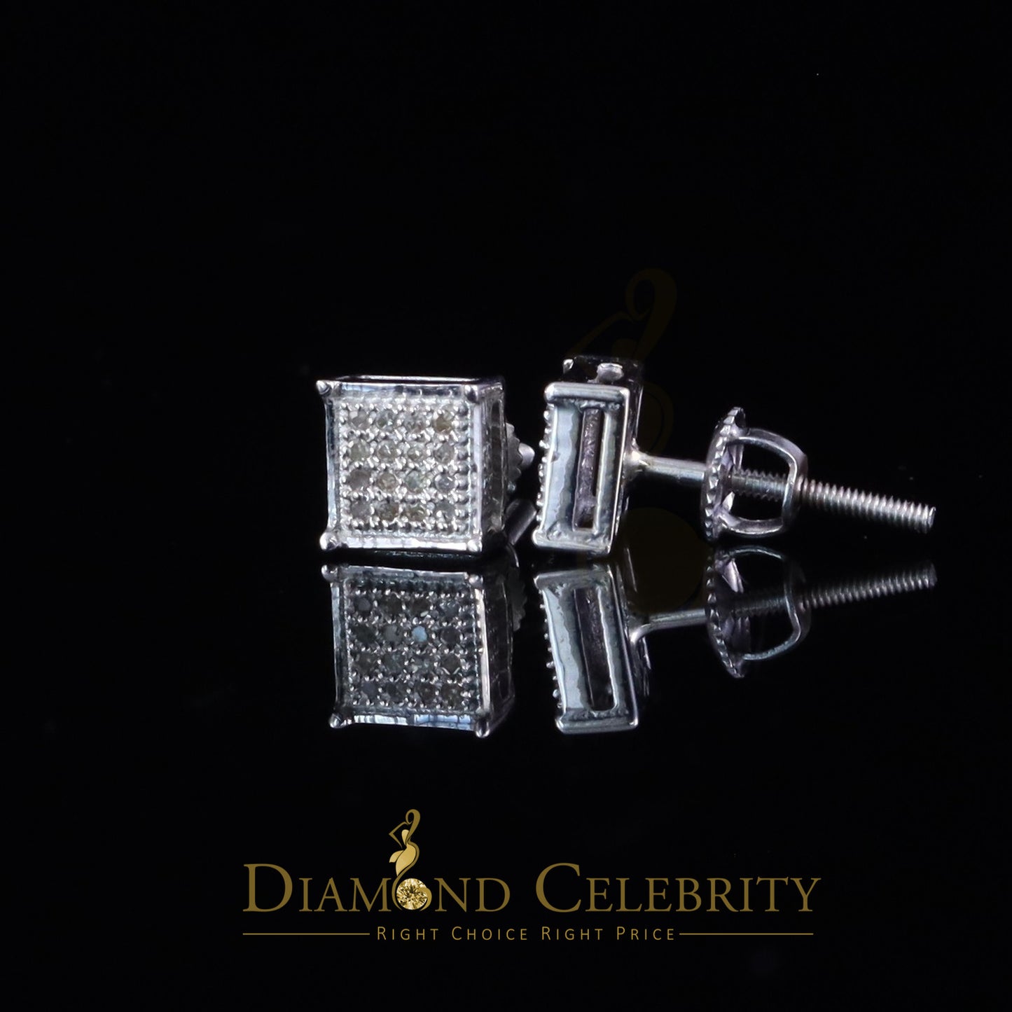 DiamondCelebritees 0.10ct Diamond Stud Earrings For Women White 925 Sterling Silver Stud For Men