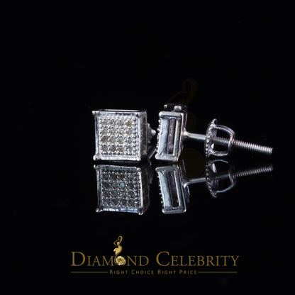 DiamondCelebritees 0.10ct Diamond Stud Earrings For Women White 925 Sterling Silver Stud For Men