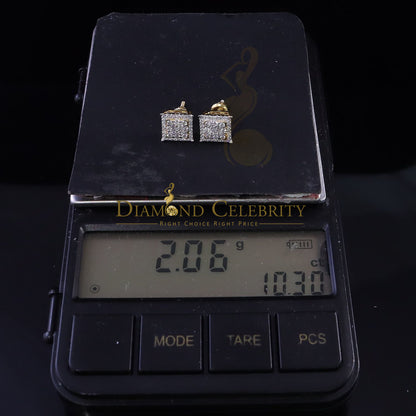 DiamondCelebritees Men's/Womens 925 Silver Yellow 0.55ct VVS 'D' Moissanite Square Stud Earrings
