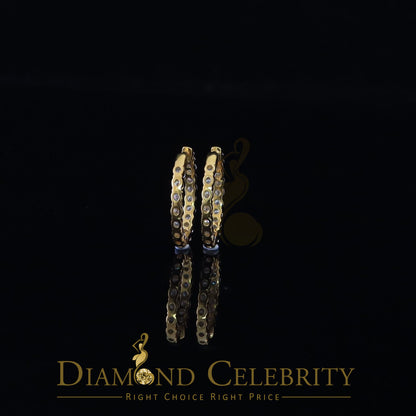 DiamondCelebritees 4.00ct Moissanite Yellow 925 Sterling Silver Women's In and Out Hoop Earrings