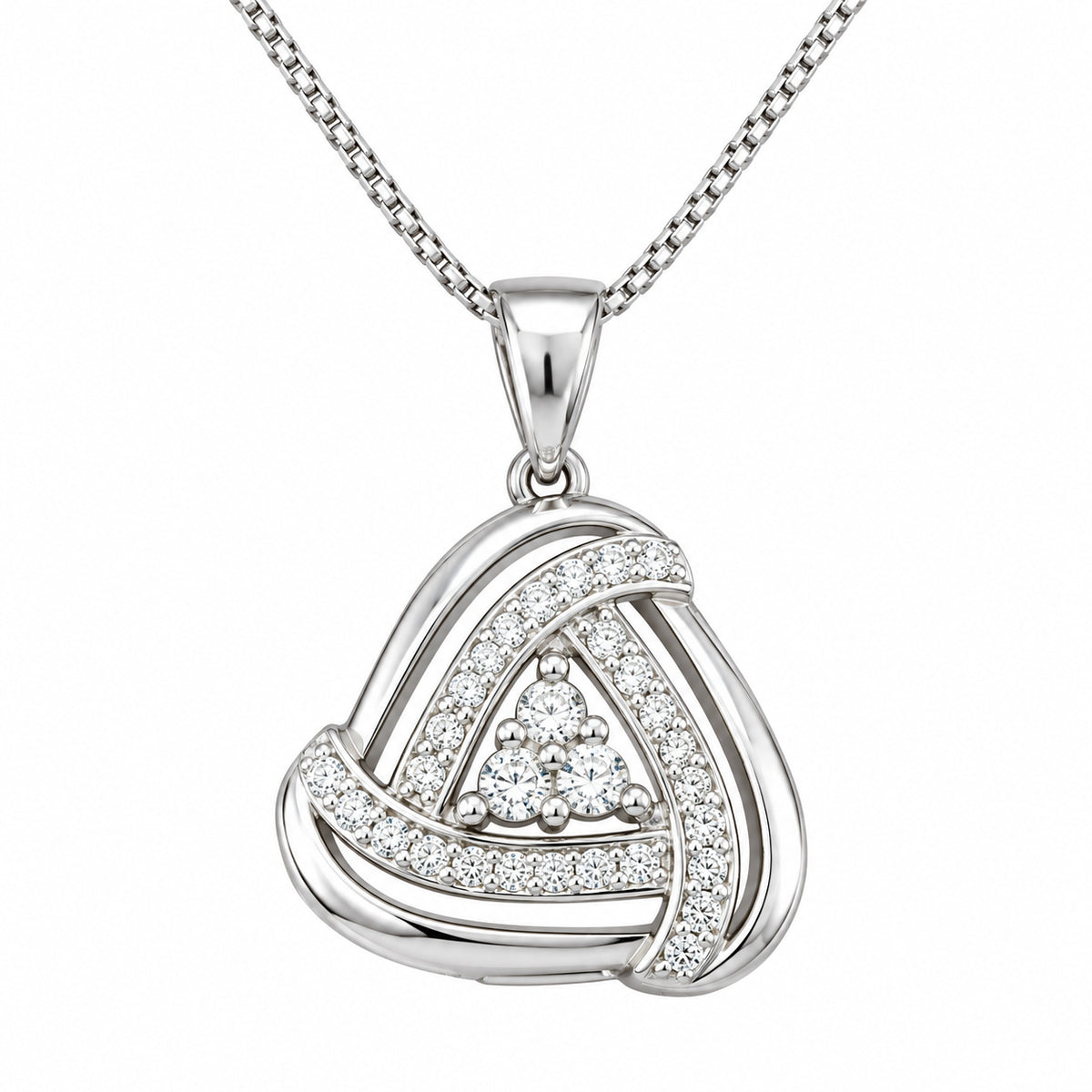 DiamondCelebritees 925 Sterling Silver White Double Triangle 1.00inch Pendant 1.65ct Cubic Zirconia