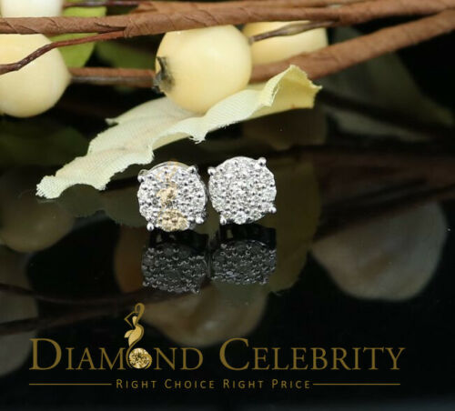 DiamondCelebritees 10K Real White Gold Real Diamond 0.60CT Men's/Women's Stud Round Earring